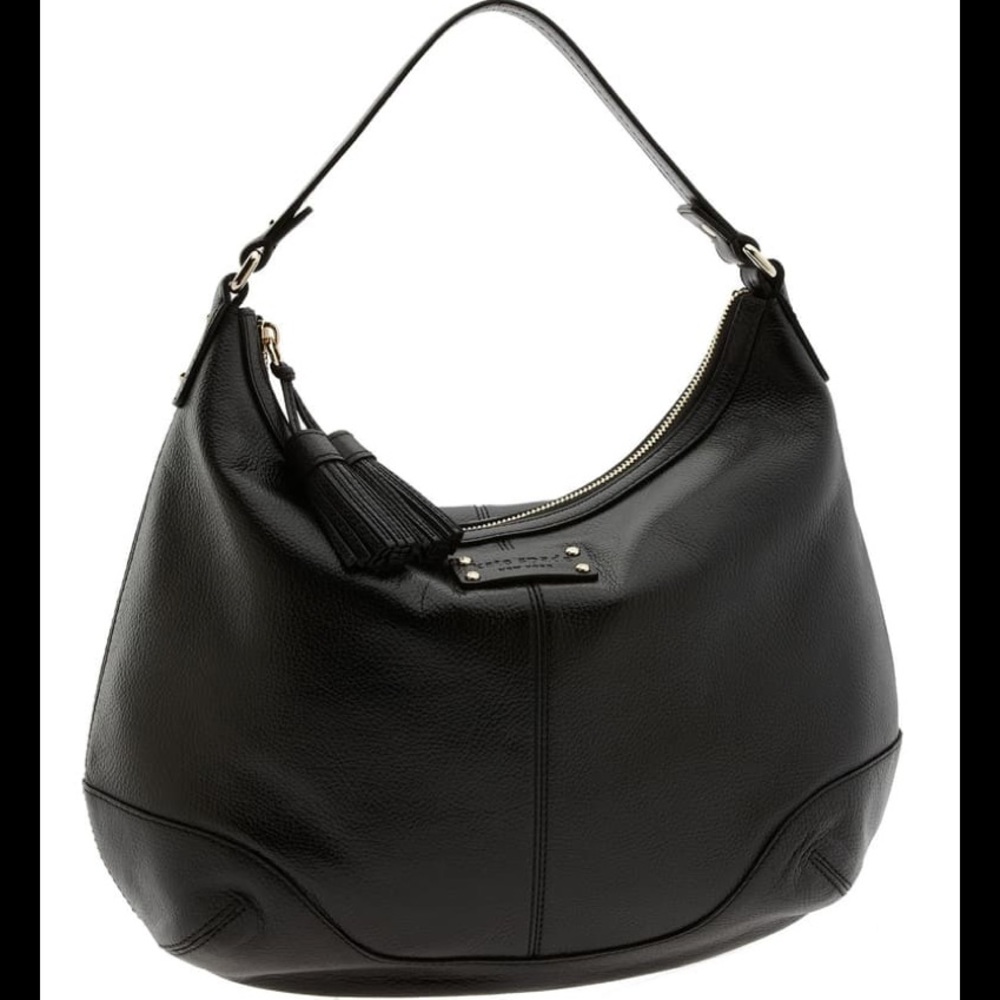 Kate Spade Handbag Black Leather Tassels Hobo Lori